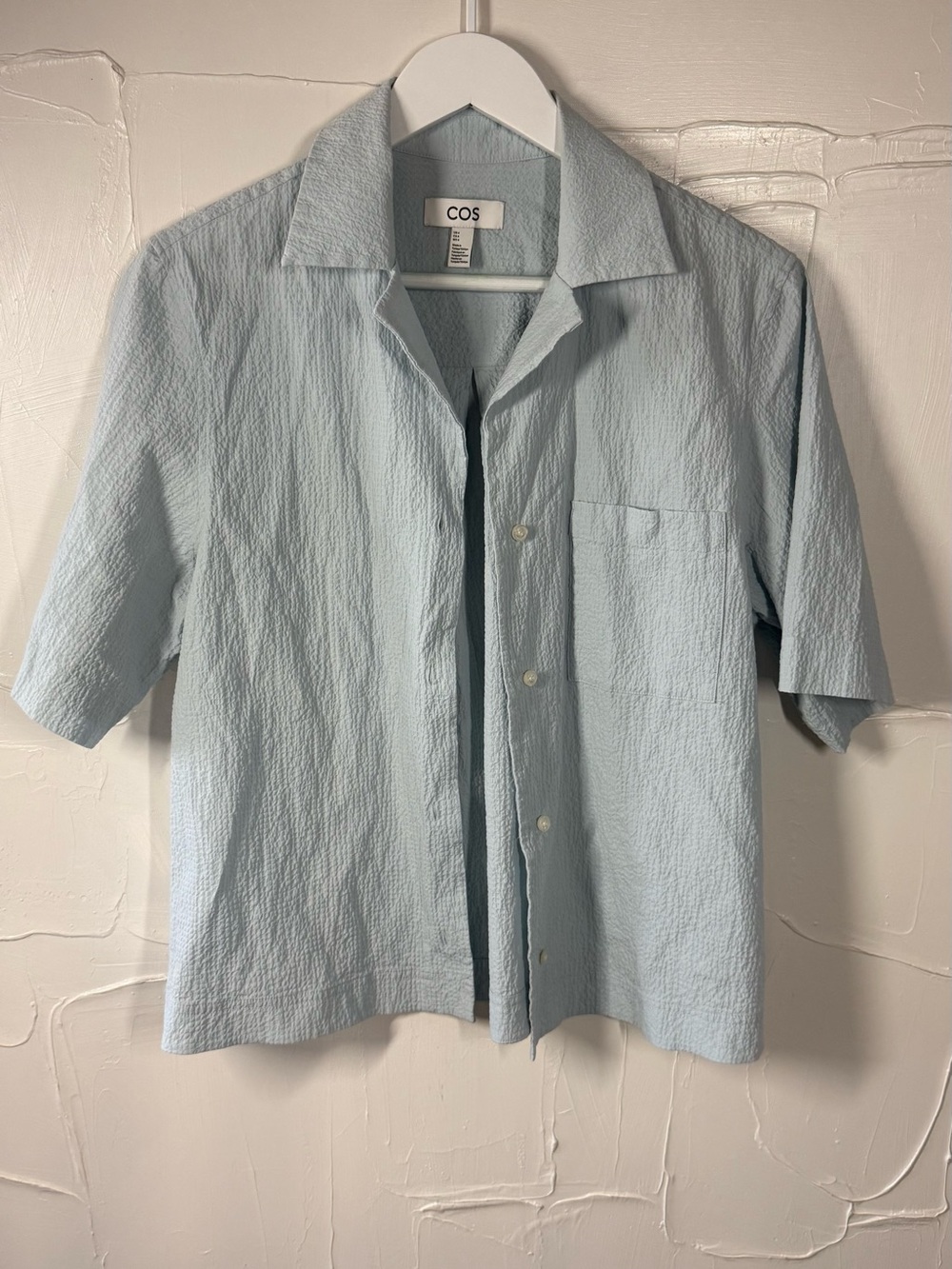 COS Light Blue Seersucker Short Set - Button Shirt & Shorts - Picture 2 of 7